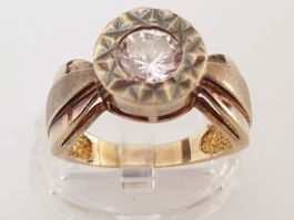 Vintage 925 silber Ring in Gold mit Zirkonia,  Grösse 18 mm