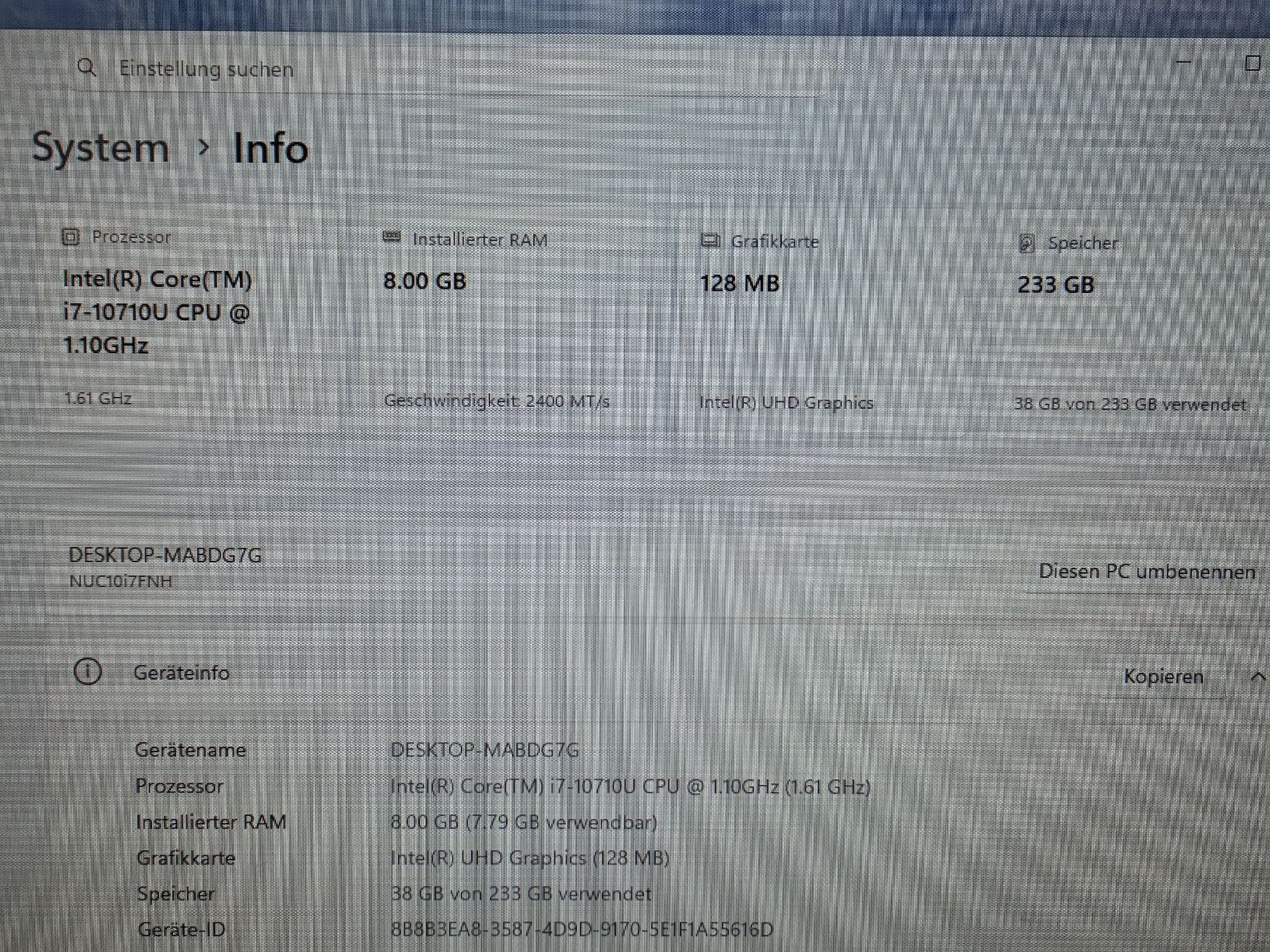 Intel PC: Intel NUC i7, 8GB RAM, 256SSD, Windows 11 Pro – Usato da Romanshorn venduto da mur_7lmr 4