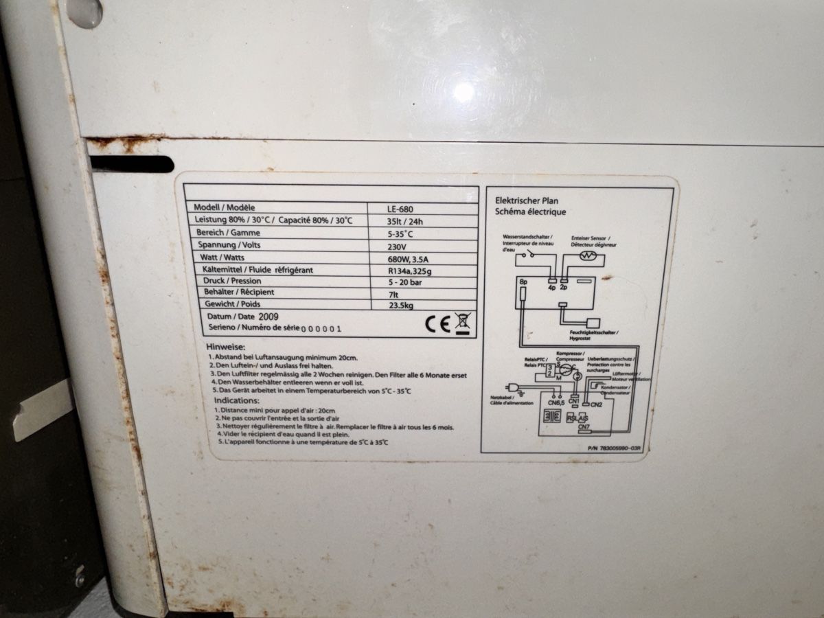 Deumidificatori: Tool Air LE-680 Luftentfeuchter – Usato da Cham venduto da Ris2934 2
