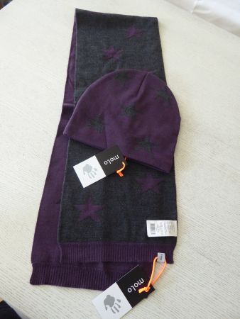 NEU! MOLO Mütze & Schal Set Sterne lila/grau Gr.9-14 Jahre