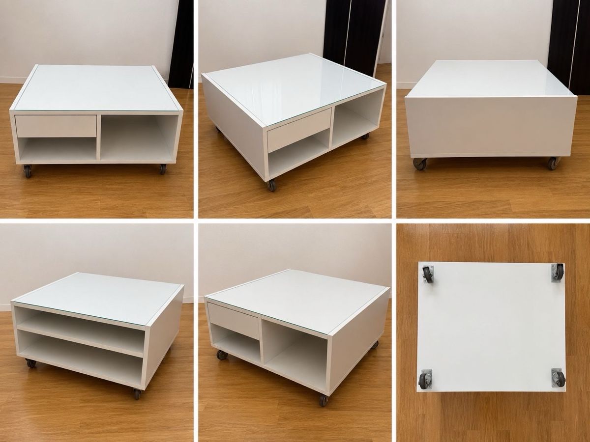 IKEA Couchtisch weiss mit Glasplatte, Rollen und Schublade (Gebraucht) in Effretikon für CHF 1 – nur Abholung auf Ricardo kaufen