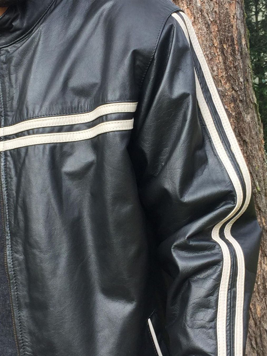 Giacche: Lederjacke mit weissen Streifen, XL – Nuovo (secondo la descrizione) da Gümligen venduto da Xochitl 4