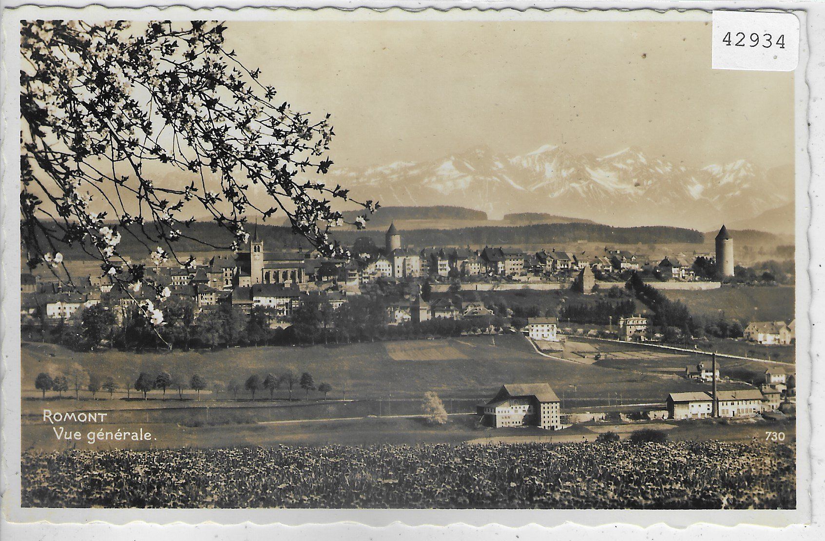 Cartoline postali: Romont - Vue generale im Frühling – Usato da Ettingen venduto da Kartenplanet