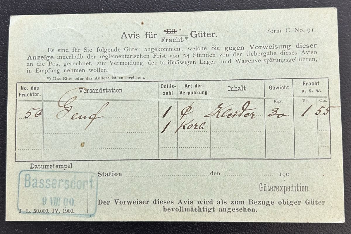 Alle Briefmarken: Avis Karte Bassersdorf  – Gebraucht aus Horw von Tellbub 1