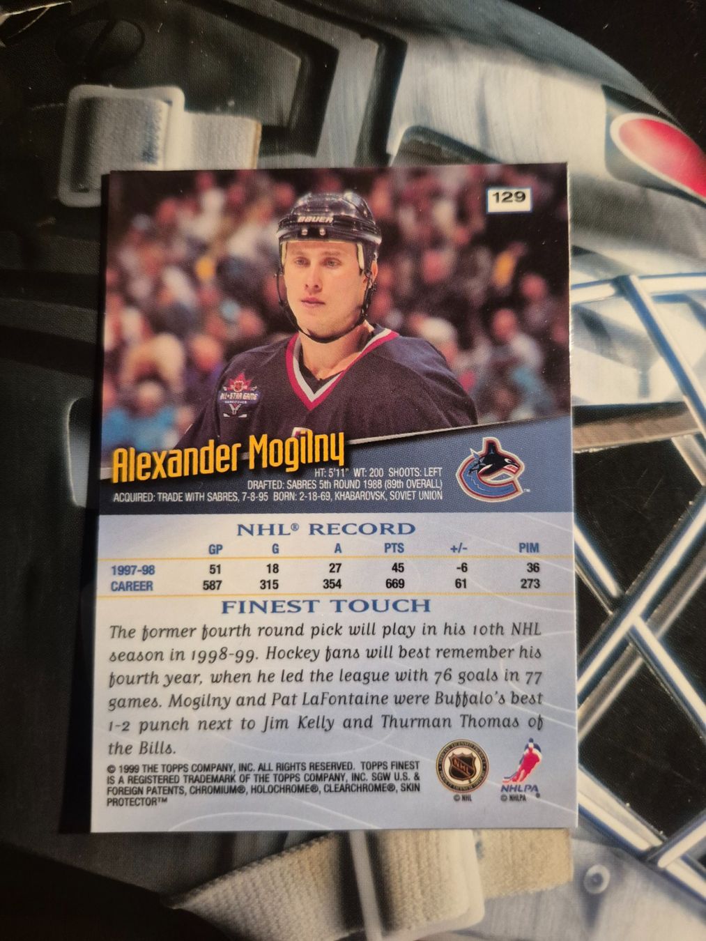 NHL Carte collezionabili: NHL Alexander Mogilny Vancouver Canucks – Usato da Treiten venduto da Sauber73 1