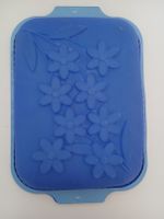 Tupperware Backform blau mit Blumenmuster 
