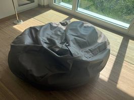 XXL Sitzsack Kunstleder grau, sehr gross