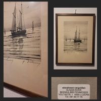 Handzeichnung Segelschiff ⛵P. Dulling? gerahmt guter Zustand