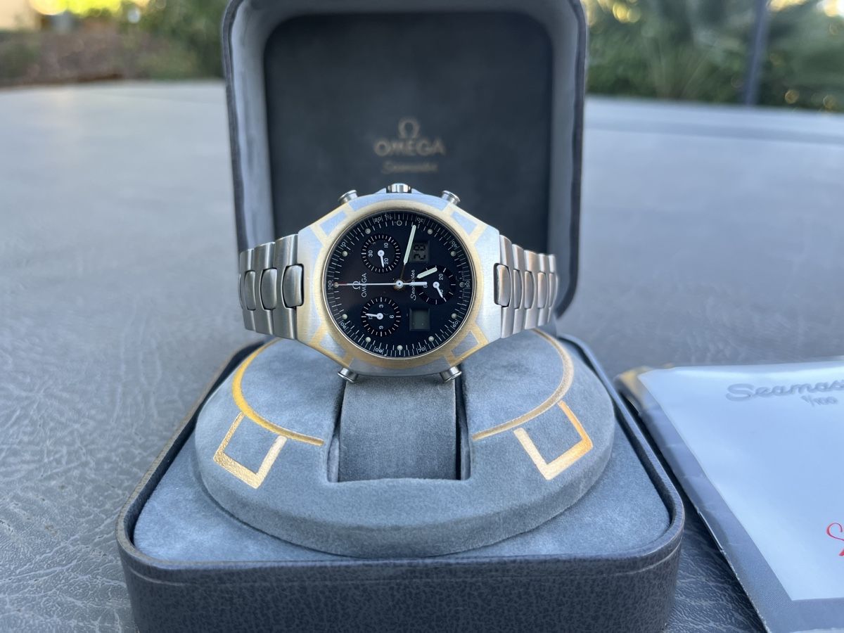 Omega Seamaster Polaris Chronograph 1/100 Quartz Titan/Gold (Gebraucht ...