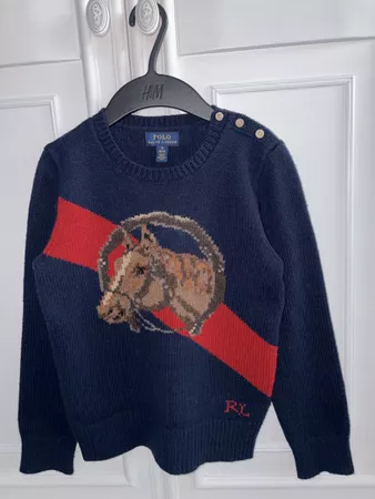 Ralph Lauren girls intarsia knit sweater pullover 8 10 Y