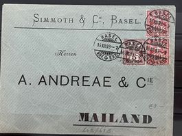 Brief Wertziffern, 1893, Basel nach Mailand