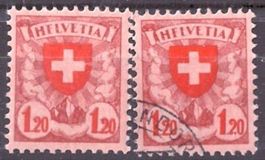 Abart "HFLVETIA", postfrisch und gestempelt
