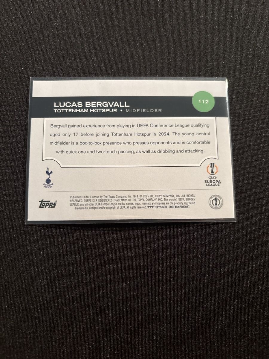Topps Sammelbilder & Trading cards: Lucas Bergvall - Topps RC 2024 - Tottenham - PL – Gebraucht aus Kaiseraugst von Baum_12 1