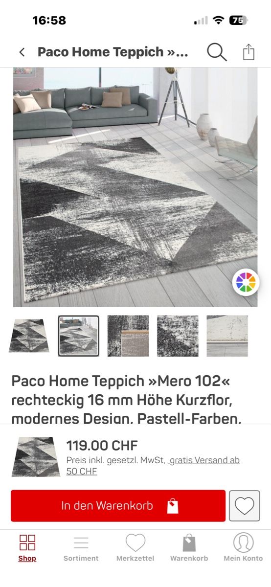 Tapis: Teppich Kurzflor 160x230cm grau gemustert – D'occasion à Münchenbuchsee par woman67 1