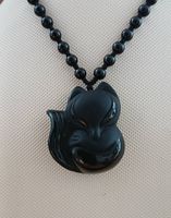 Neue Halskette aus Obsidian mit Fuchs