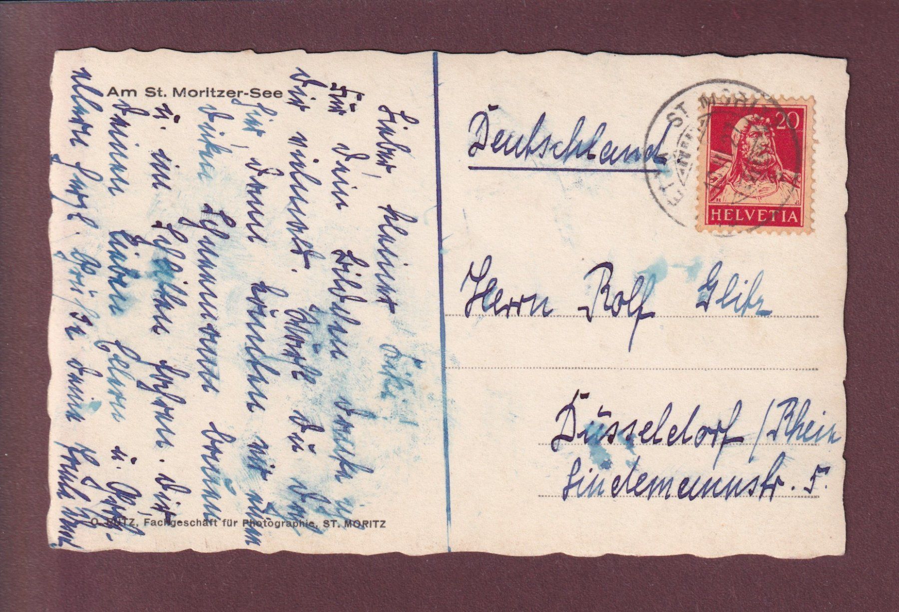 Cartoline postali: Am ST. MORITZER-SEE - 1927 – Usato da Pully venduto da nicecards 1