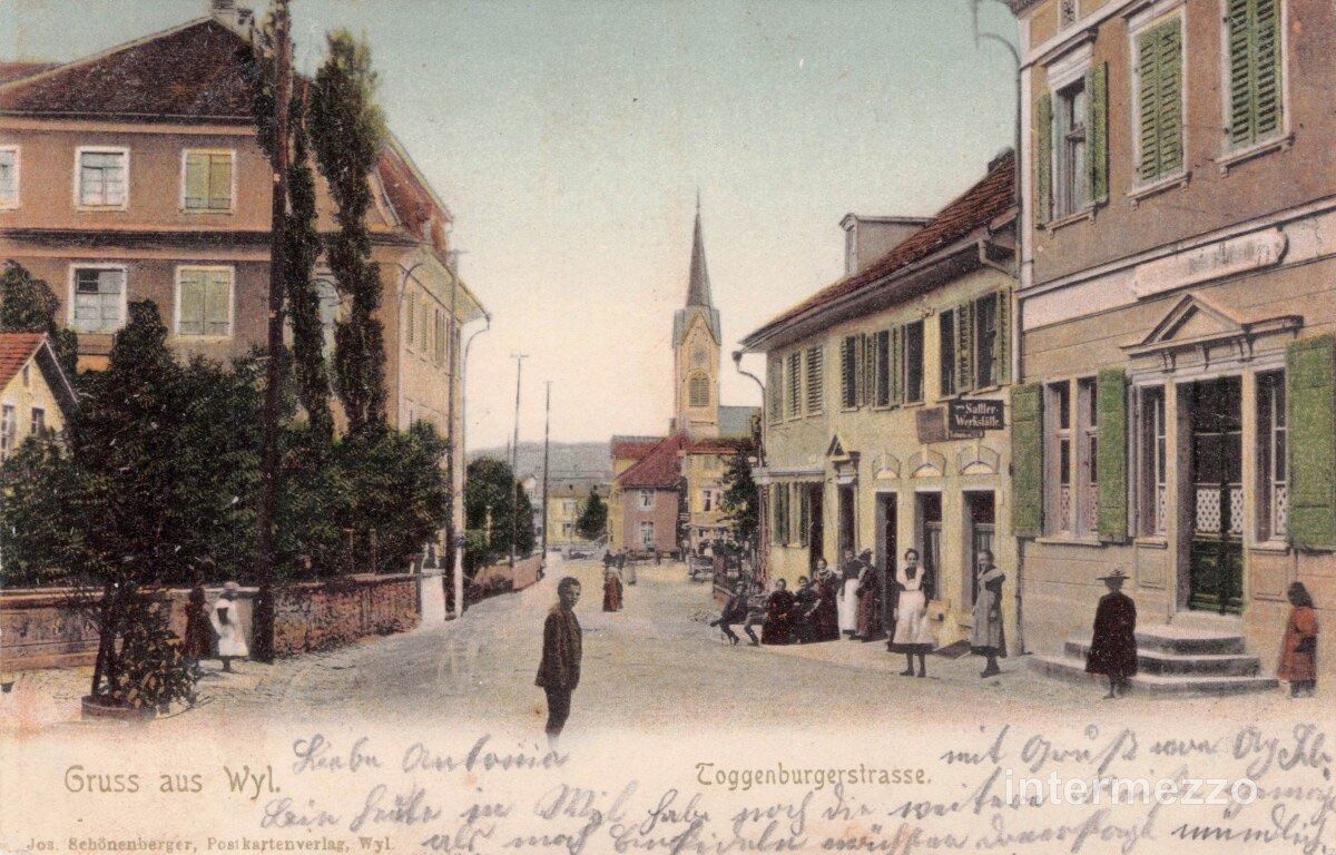 Cartoline postali: Wil SG // 1904 Litho Toggenburgerstrasse – Usato da Basel venduto da intermezzo12