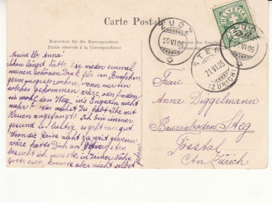 Ansichtskarten: Zuoz 1905 – Gebraucht aus Bürglen TG von StampGraf 1