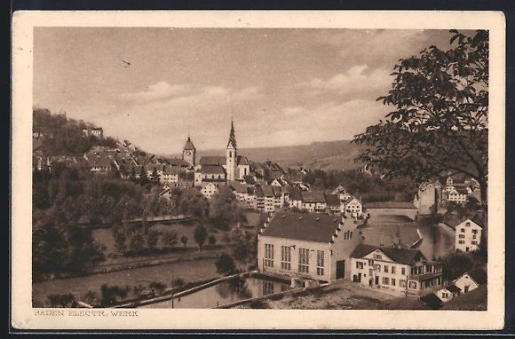 Cartoline postali: AK Baden, Electrisches Werk, 1919 – Usato da Berlin venduto da bartko-reher