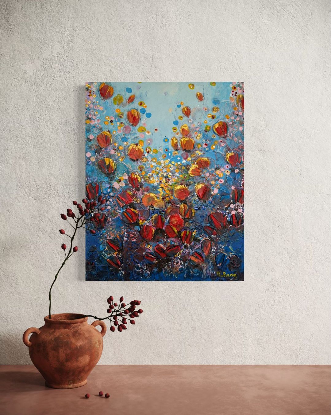 Dipinti: Tableau abstrait original, acrylique sur toile, été! – Nuovo (secondo la descrizione) da Meyrin venduto da Gubiskoart 1