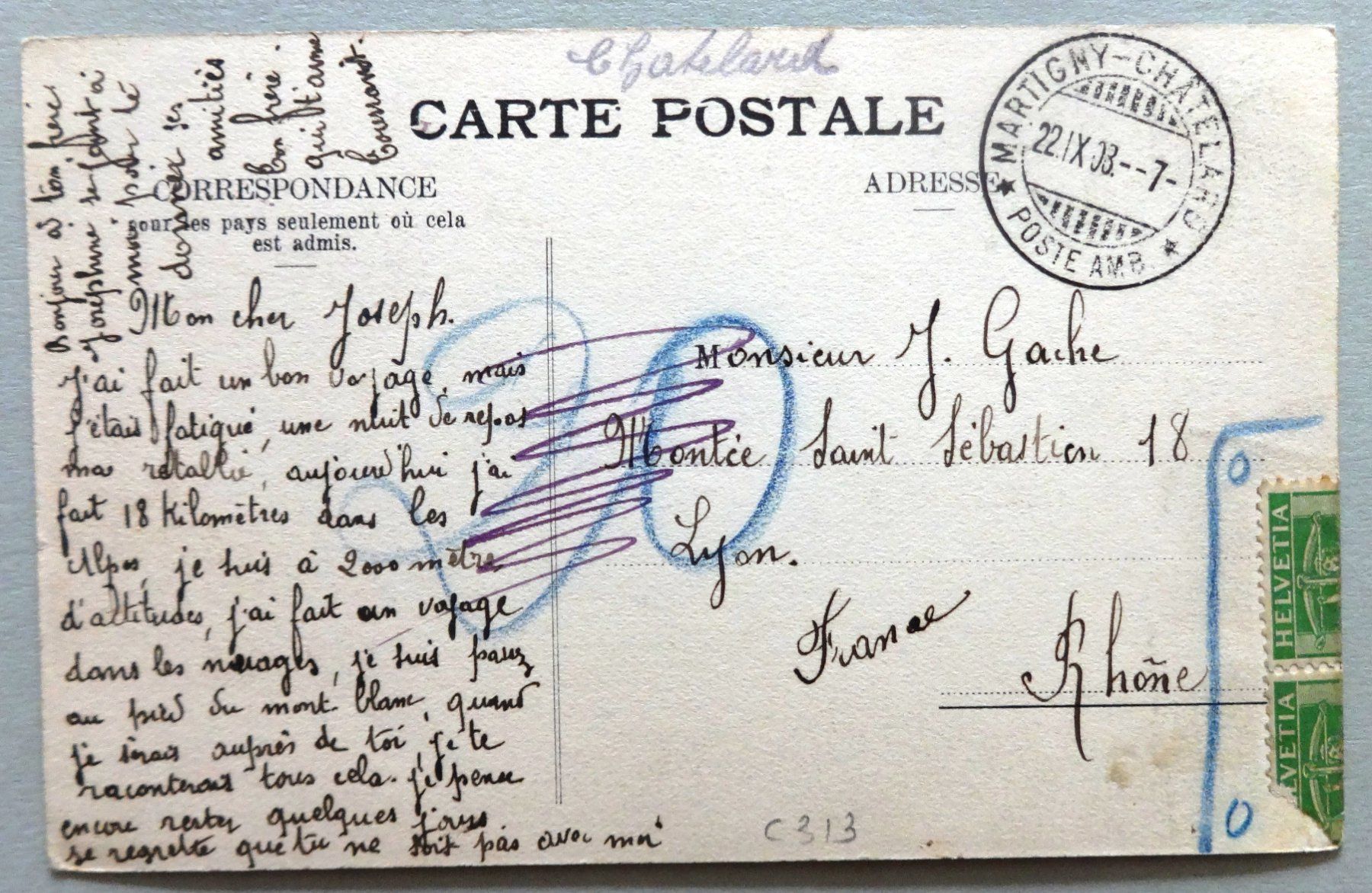 Cartoline postali: Gorges du Trient – Usato da Fétigny venduto da Billy2miny 1