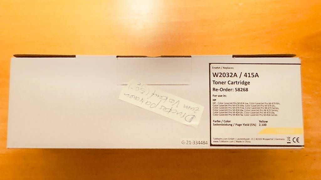 Druckerpatronen & Toner: Toner HP 2032A / 415A Yello – Gebraucht aus Worb von cef_t5lf