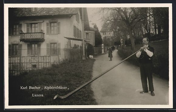 Cartoline postali: AK Luzern, Alphornbläser Karl Bucher – Usato da Berlin venduto da bartko-reher