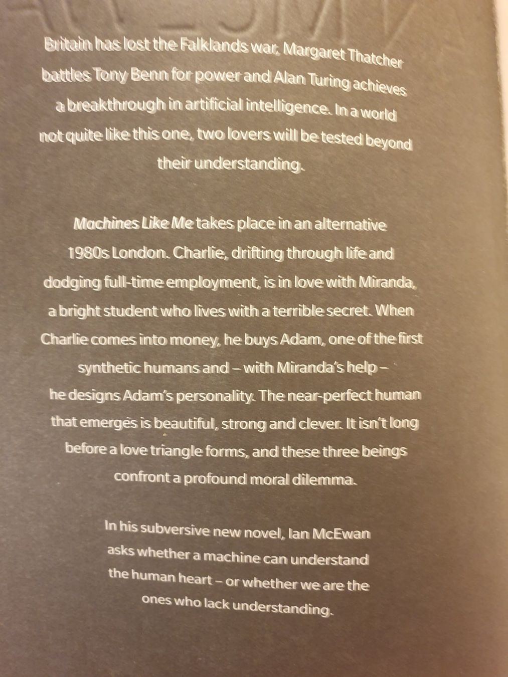 Libri: Machines Like Me - Ian McEwan – Usato da Zürich venduto da loosebone 1