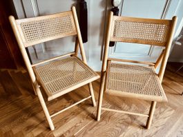 Klappstühle vintage mit Geflecht