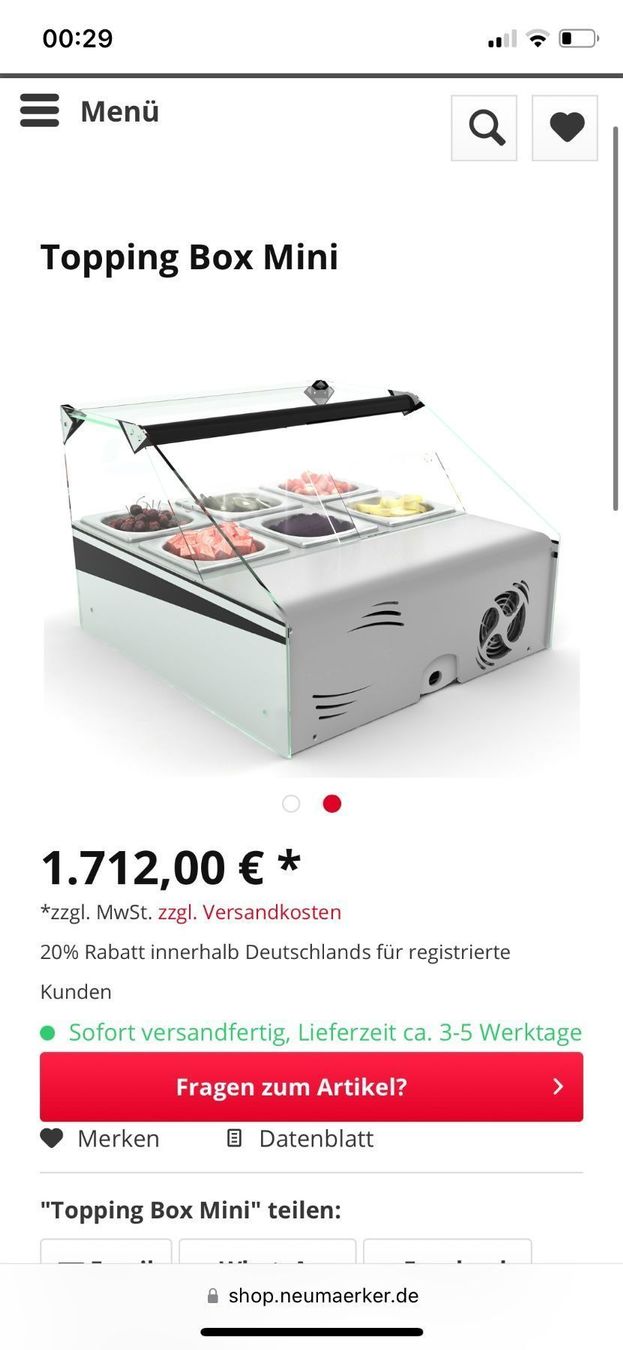 Vetrine: Kühlvitrine Topping Box – Nuovo (secondo la descrizione) da Rorschach venduto da cArsi03 2