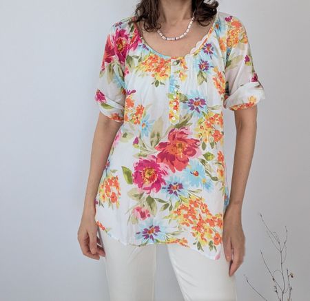 Bluse Sommerlich Blumenmuster Grösse 36 Baumwolle 