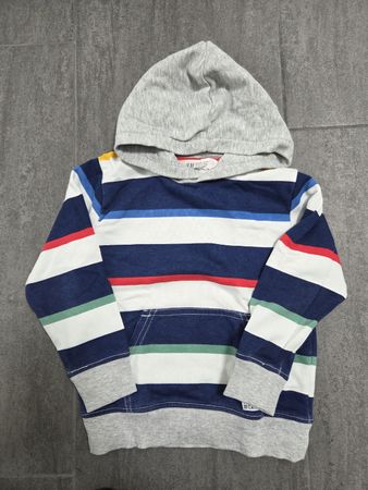 H&M Hoodie Gr. 98/104, gestreift, Kapuze grau