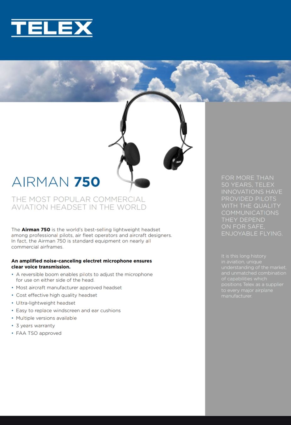 Casques audio: Telex 750 Aviation headset – D'occasion à Bruson par hbsui