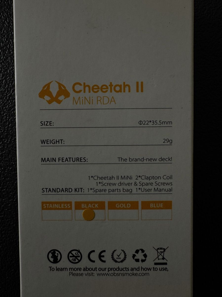 Altri Prodotti per fumatori: Cheetah ll Mini RDA Verdampferkopf – Usato da Basel venduto da BeSerious 1