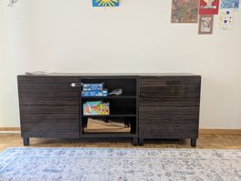 Lowboard dunkelbraun Holzoptik 180cm Breite gebraucht