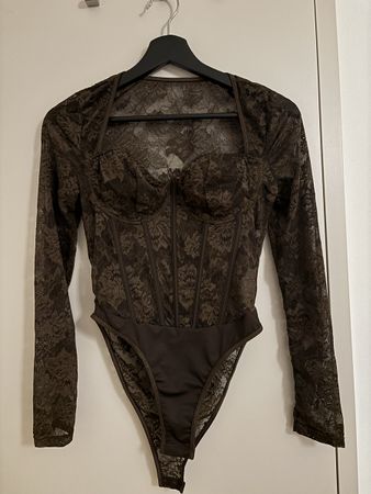 Sexy Spitzen-Body, braun, Gr. M