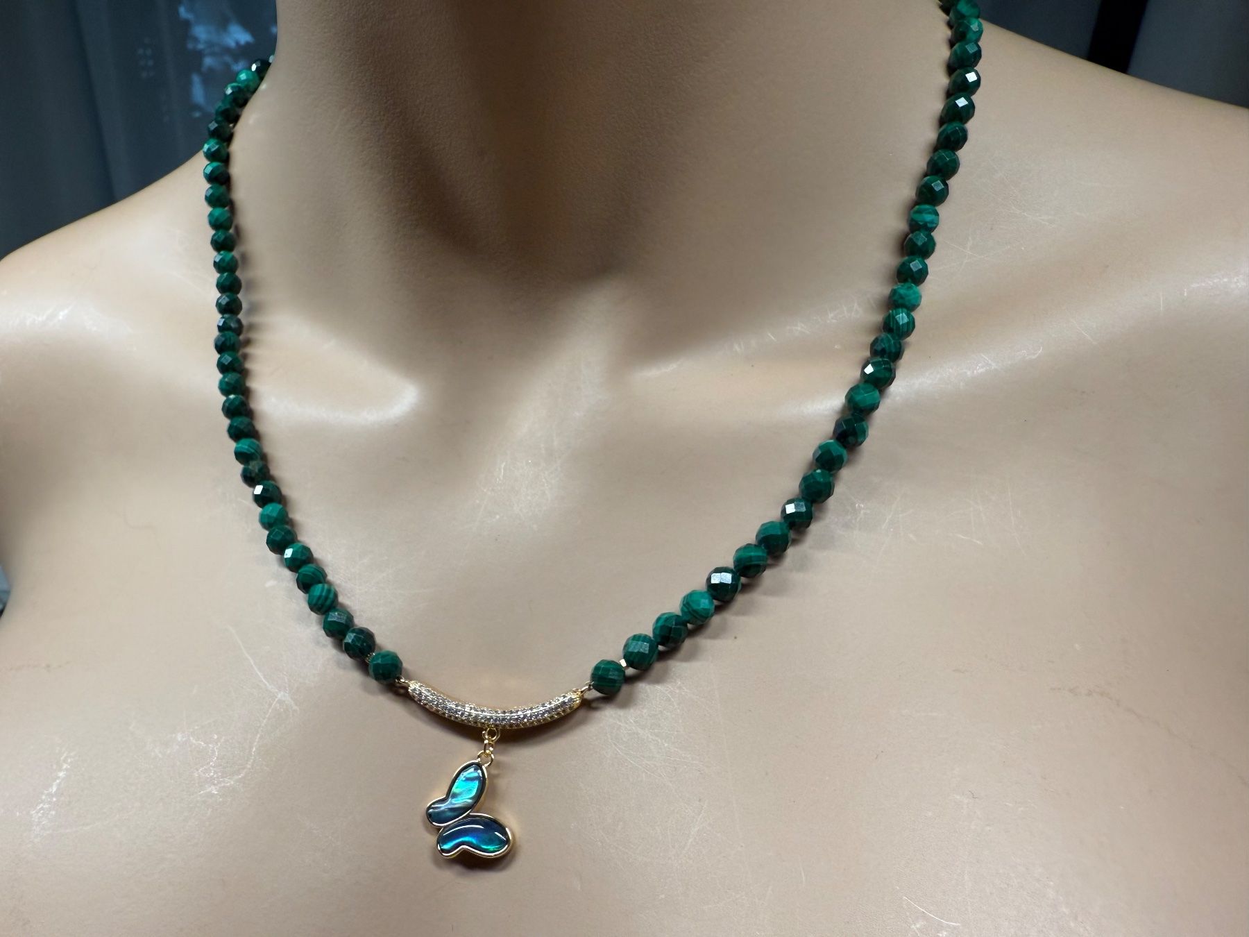 Catenine: Malachit Kette Halskette Collier Edelstein Halsschmuck 52 cm – Nuovo (secondo la descrizione) da Rotkreuz venduto da beltraum 3