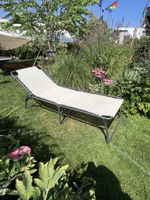 Liegestuhl Metall Gestell Stoffbezug Beige Gebraucht