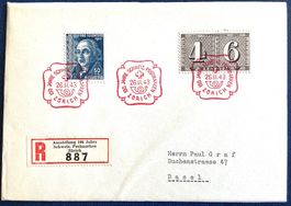 1943 R- Brief Einzelwert 100 Jahre  ET  + PJ 104 ZH--BS