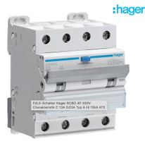 FI/LS-Schalter Hager RCBO 4P 400V Charakteristik C 13A 0.03A