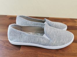Hellgraue / graue Stoffschuhe / Stoff - Ballerina Gr. 37