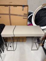 MAGIC DESK Secretary Desk in Taupe with Brushed Stainless-St