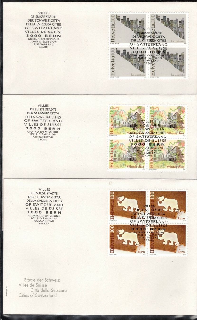 Alle Briefmarken: 2013 3 FDC 4er Städte – Gebraucht aus Rheinau von loxis