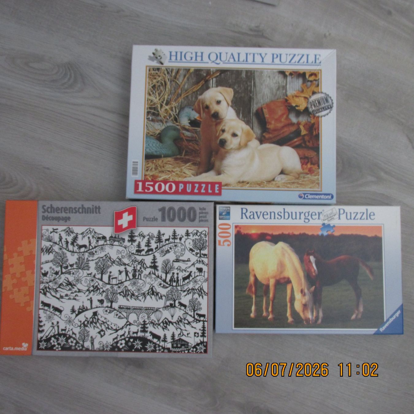 Puzzle: 3 Puzzles: Clement.1500, Ravensburg. 500, Scheren-Sch...1000 – Usato da Galgenen venduto da Forflowers