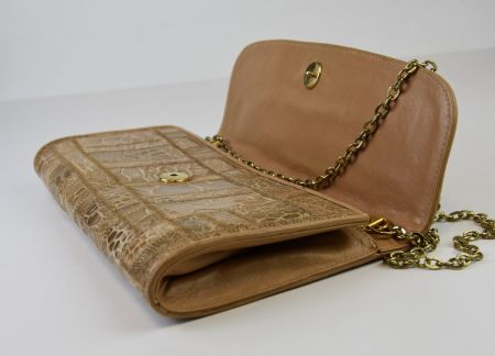 NIKI Milano Vintage Leder Tasche Cluth /Italy/Sammlung/beige