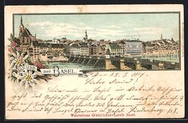 Litho Basel, Teilansicht mit Rheinbrück