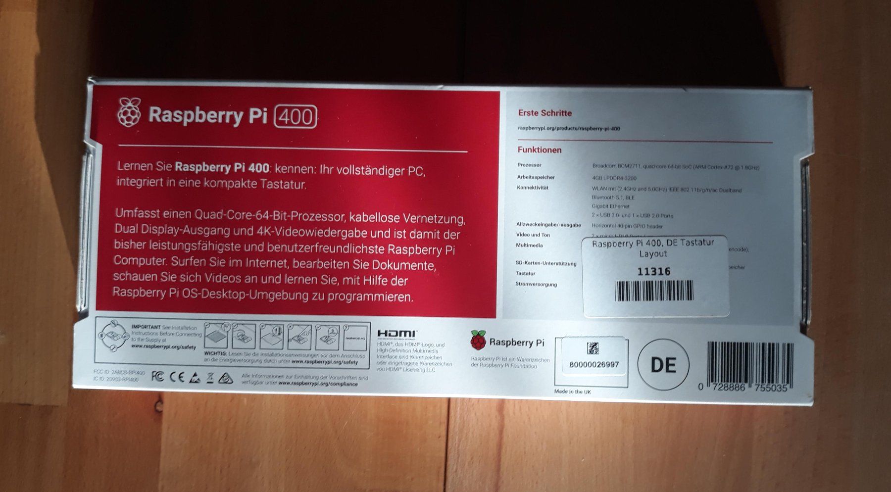 Raspberry Pi PC: Raspberry Pi 400 DE – Nuovo e nell'imballaggio originale da Berikon venduto da 10rltuefm 4
