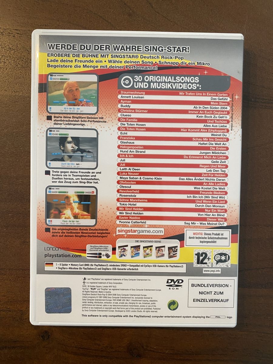 Sony Giochi: SingStar Deutsch Rock-Pop für PS2 – Usato da Thunstetten venduto da Virus_33 2