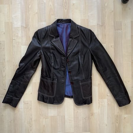 dunkelbrauen Lederjacke, Echtleder, XS