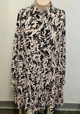 H&M Damen Hemdblusenkleid / Longbluse mit Volants Gr. M Beig